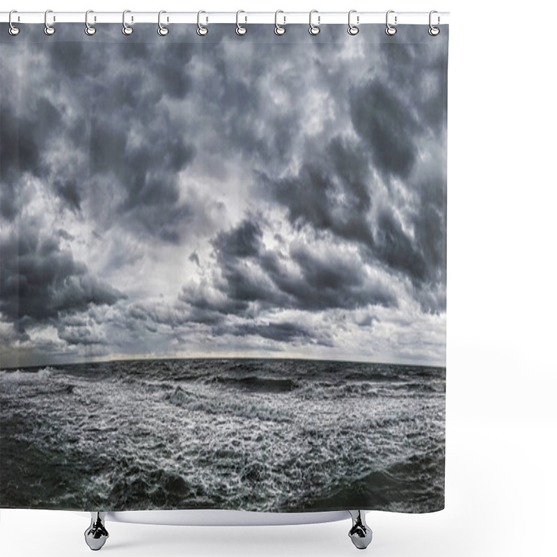 Personality  Dramatic Cloudy Sky And Top Seascape In A Winter Day With Bad Weather Shower Curtains