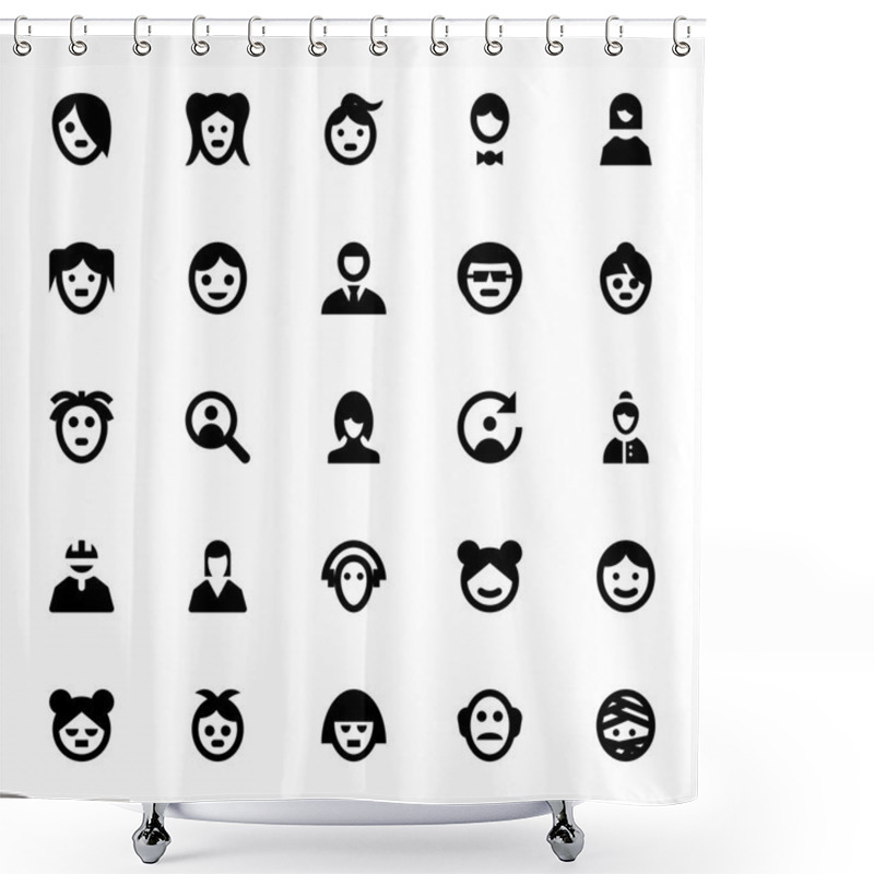 Personality  People Avatars Vector Icons 2 Shower Curtains