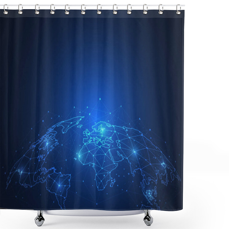 Personality  Global Network Connection. World Map Point And Line Composition Concept Of Global Business. Vector Illustration Shower Curtains