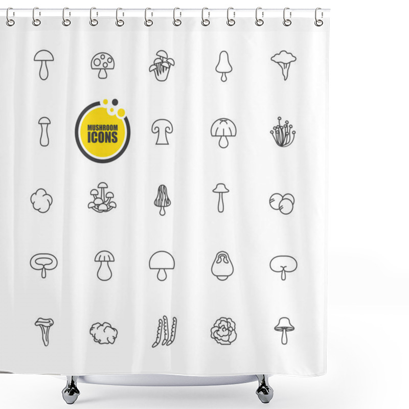 Personality  Mushrooms Icon Black Set Shower Curtains