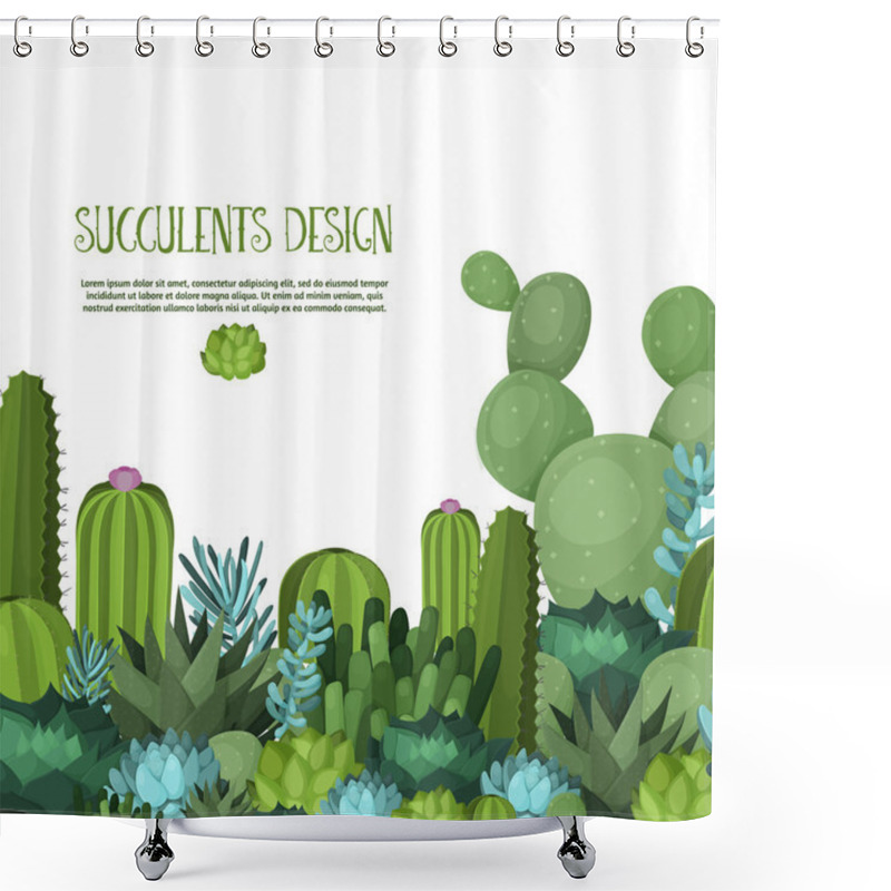 Personality  Cute Succulent Vector Illustration. Shower Curtains