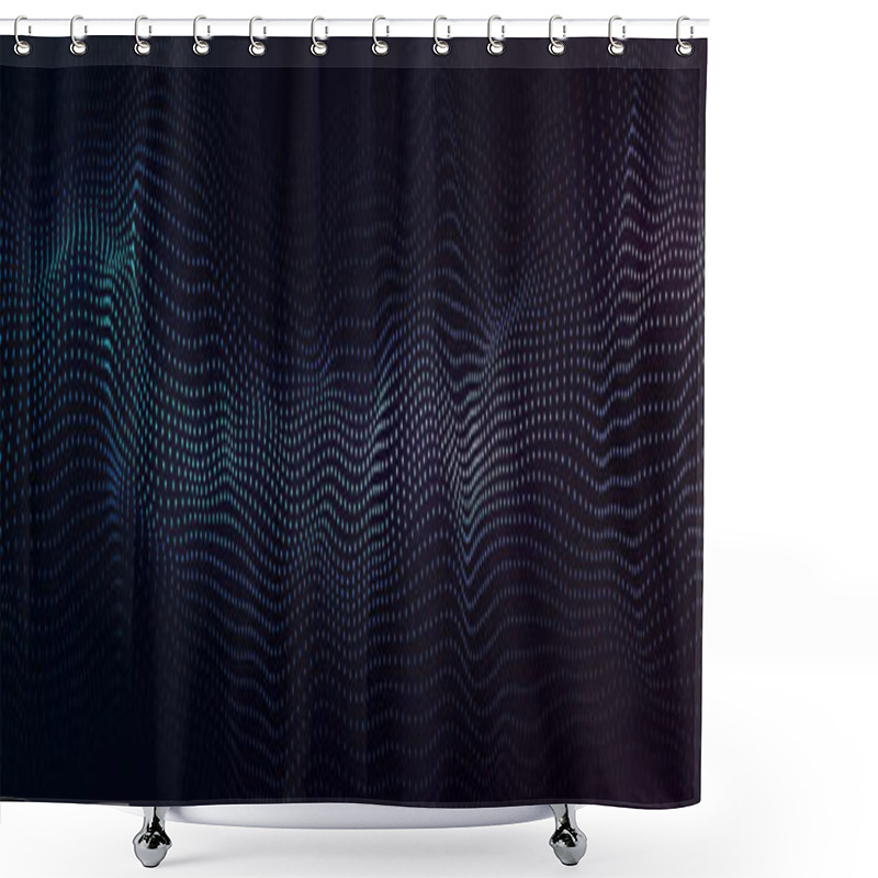 Personality  Abstract Dynamic Wave Of Particles. Network Of Bright Points Or Dots. Big Data. Digital Background. Shower Curtains