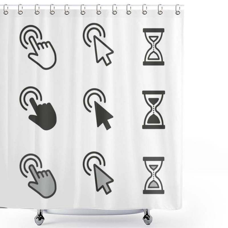 Personality  Cursor Icons. Mouse, Hand, Arrow, Hourglass Illustration Isolated On White. Shower Curtains