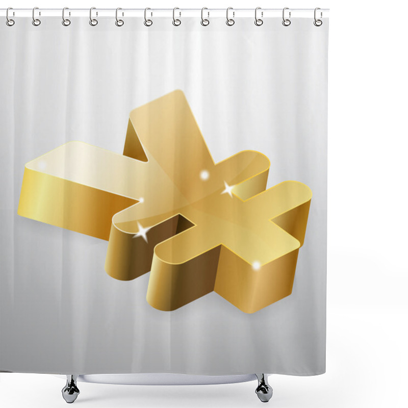 Personality  Golden Yen Sign. Vector Illustration. Shower Curtains