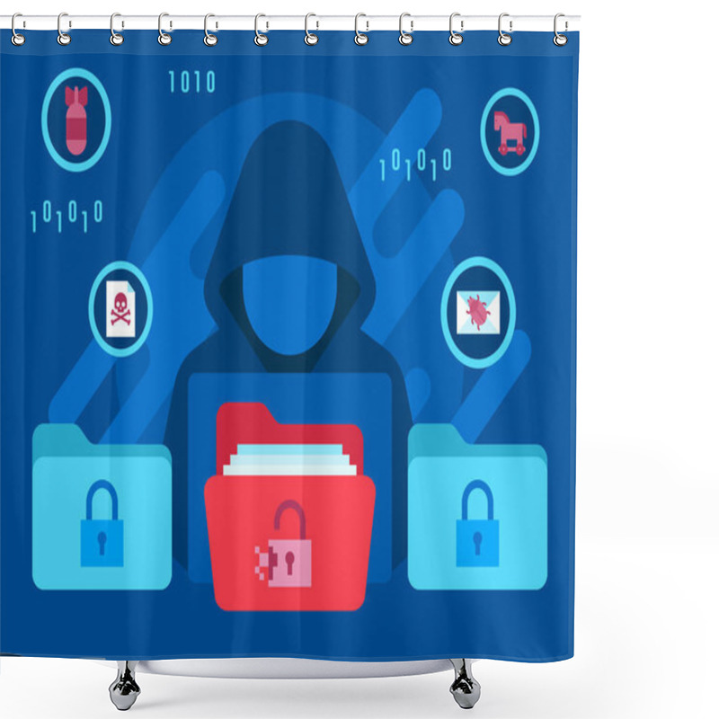 Personality  Cyber Threats Vector Shower Curtains