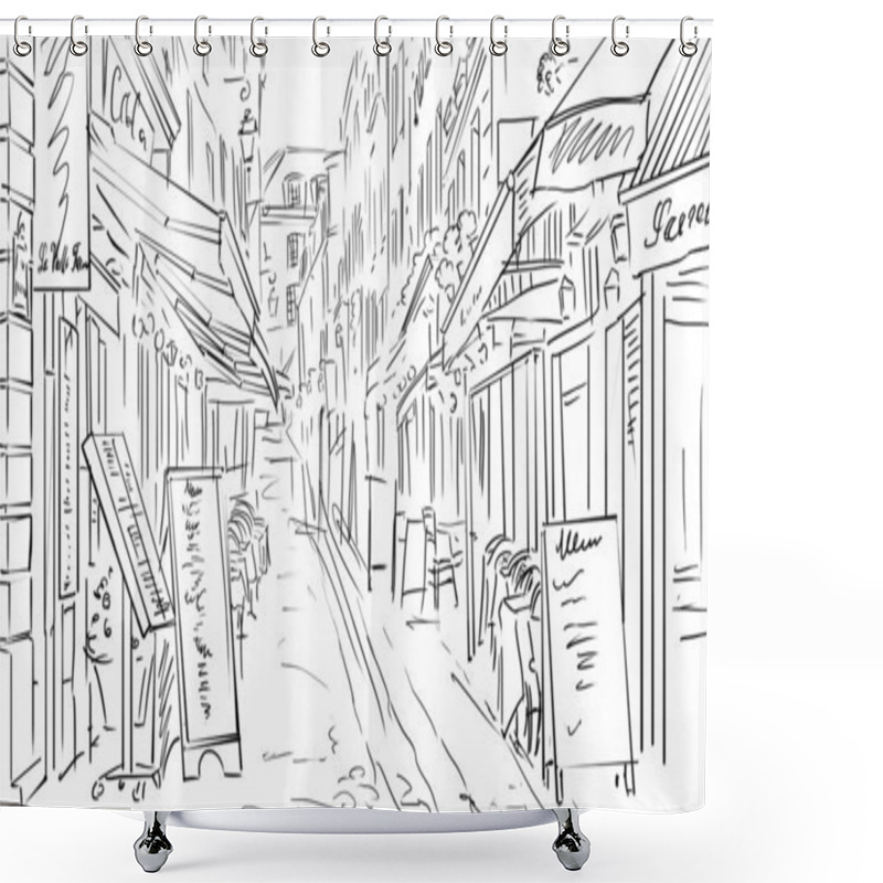 Personality  Street In Paris -sketch  Illustration  Shower Curtains