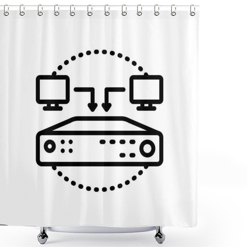 Personality  Black Line Icon For Load Balancer Technology Shower Curtains