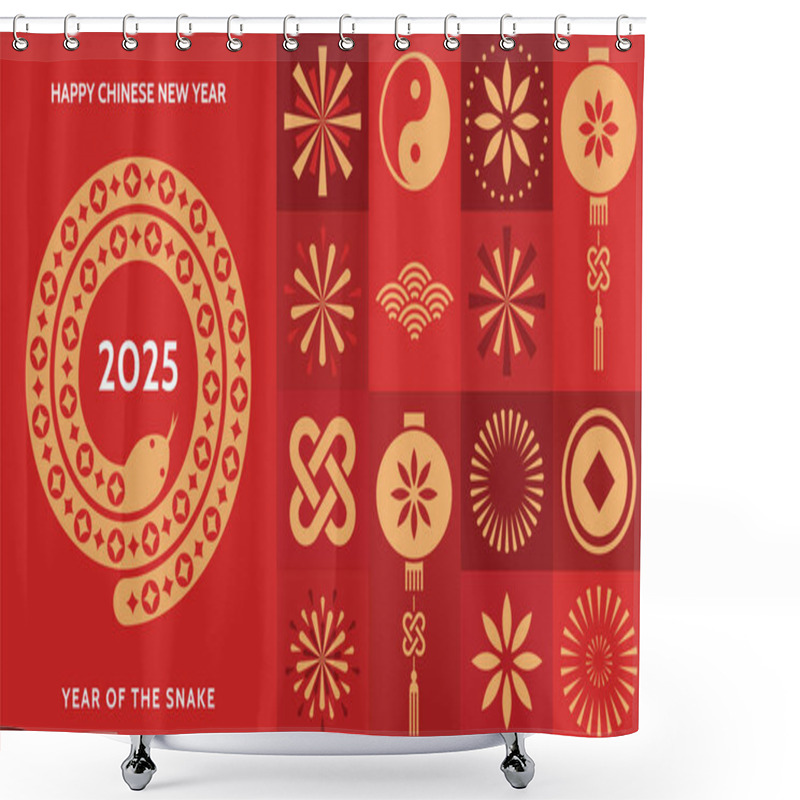 Personality  Chinese New Year 2025, Year Of The Snake. Lunar New Year Background, Banner,  Poster, Card.  Shower Curtains