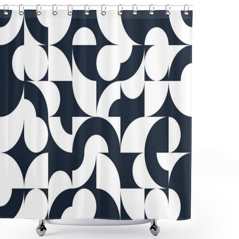 Personality  Seamless Geometric Pattern, Abstract Vector Background For Wallpaper Or Websites Or Wrapping Paper Print Created With Black And White Elements Of Geometry. Shower Curtains