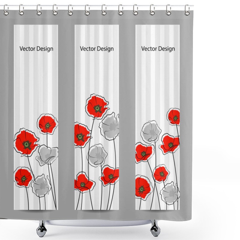 Personality  Set Of Vertical Banners With Flowers Shower Curtains