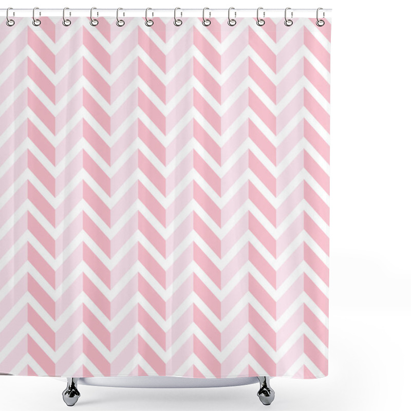 Personality  Geometric Chevron Vector Pattern, Pink Abstract Background, Seamless Repeat. Shower Curtains