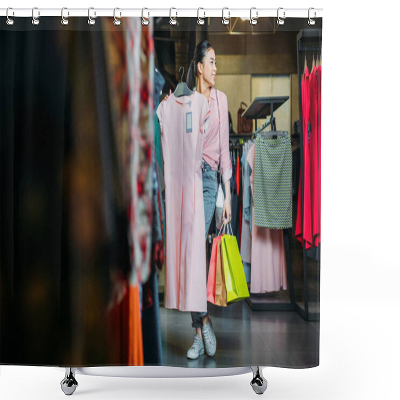 Personality  Hipster Girl In Boutique Shower Curtains