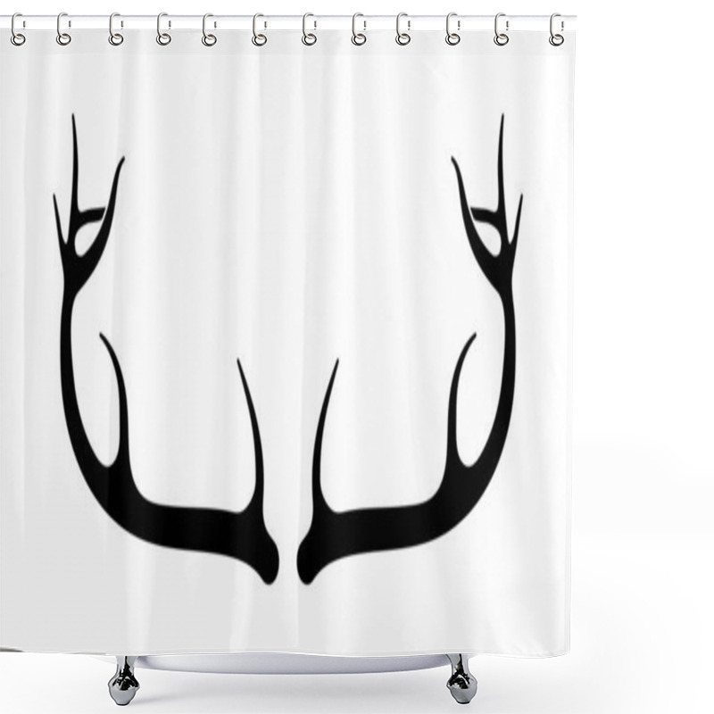 Personality  Deer Antlers Vector. Hand Drawn Silhouettes Of Hunting Trophies. Silhouette Of The Horns Of A Wild Elk, Roe Deer On A White Background. Shower Curtains