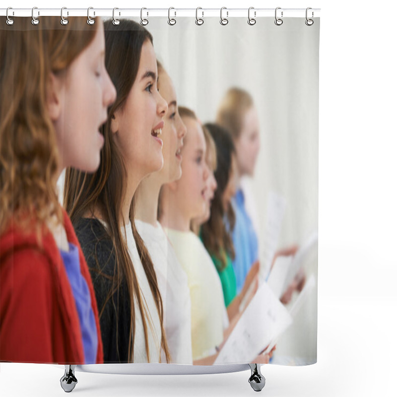 Personality  Group Of School Children Singing In Choir Together Shower Curtains