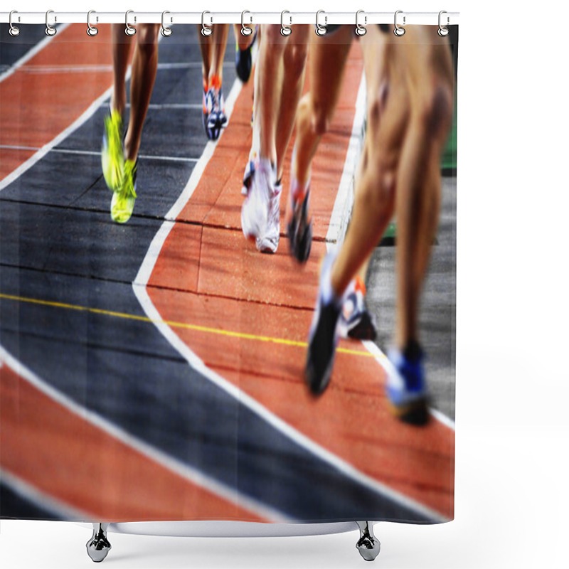 Personality  Running A Race On A Track Sports Competition Shower Curtains