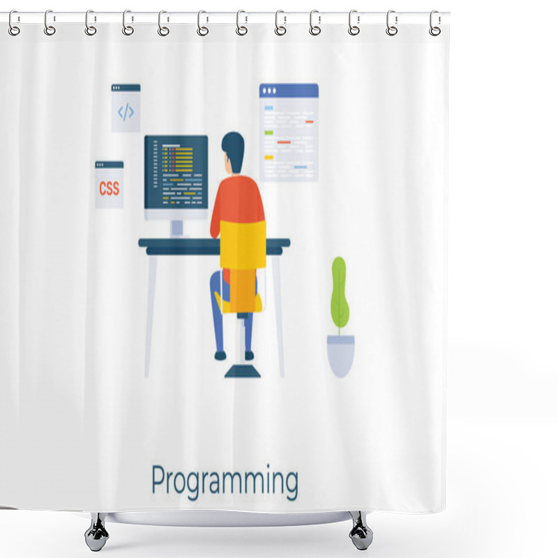 Personality  Web Development Tools, Programming Flat Illustration Design  Shower Curtains