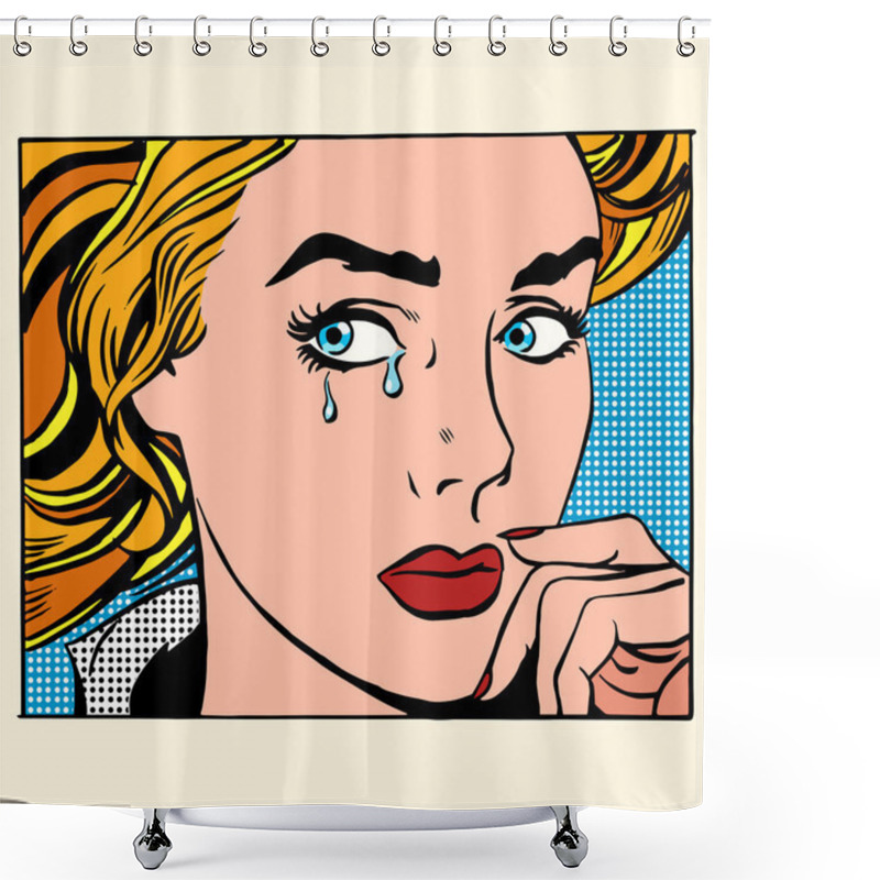 Personality  Girl Crying Woman Face Shower Curtains