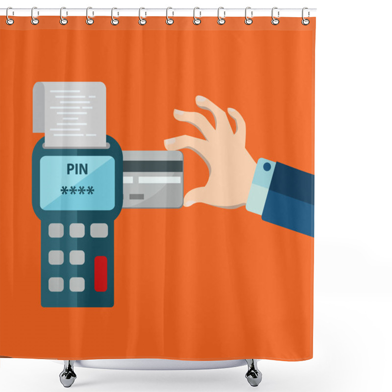 Personality  Hand Inserting Credit Card Shower Curtains