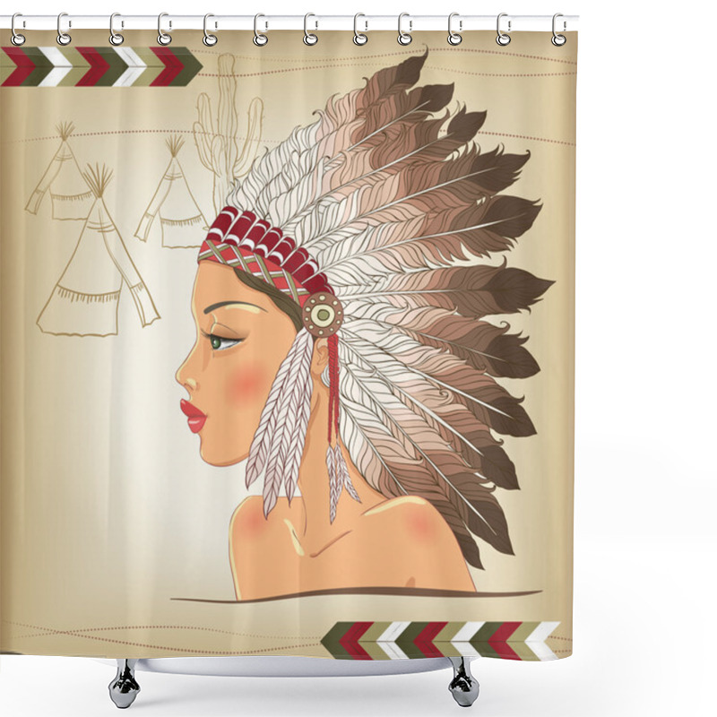 Personality  Vector Native American Indian Chief Shower Curtains