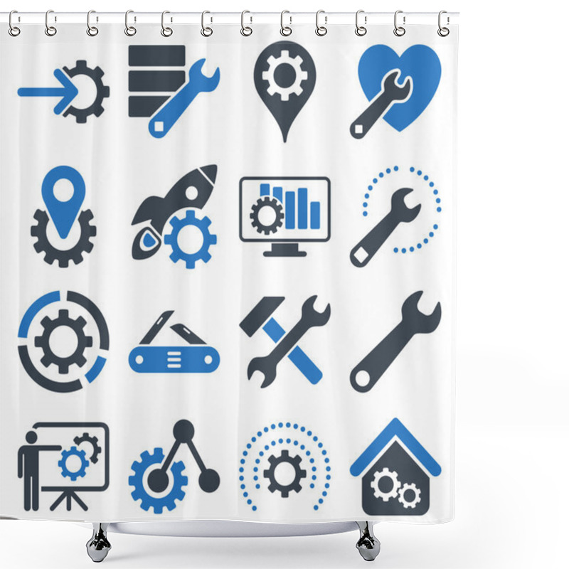 Personality  Options And Service Tools Icon Set Shower Curtains