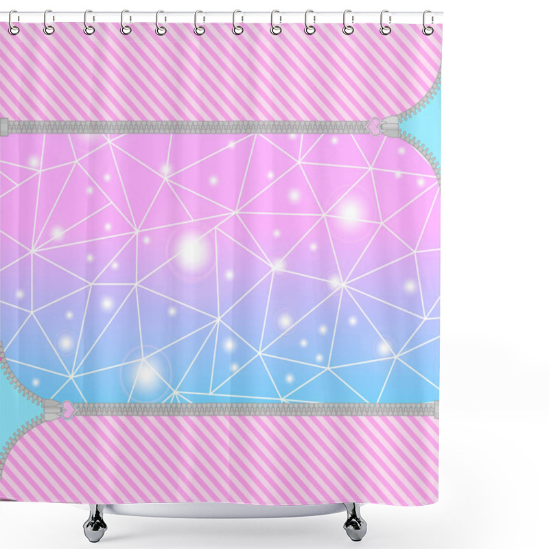 Personality  Cute Surprise Background With Open Zipper And Crystals. Birthday Congratulation Or Invitation Fashion Girls Party. Vector Shower Curtains