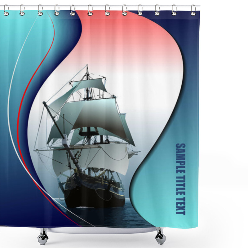 Personality  Cover For Brochure With Old Sailing Vess Shower Curtains