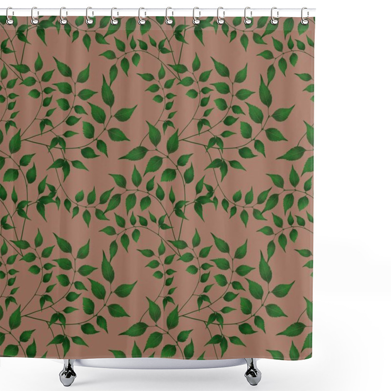 Personality  Botanical Garden Leaves Seamless Pattern Background On Mocha Mosses For Prints, Textiles, Packaging, Fabrics, And Wrapping Paper Shower Curtains