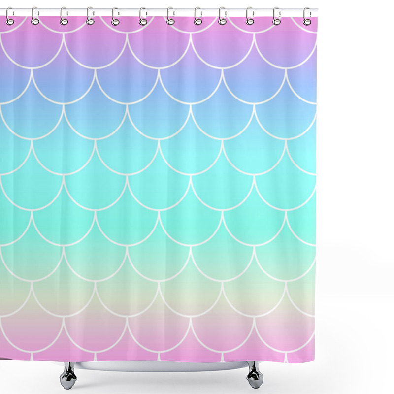 Personality  Rainbow Background. Mermaid Scales. Vector Shower Curtains