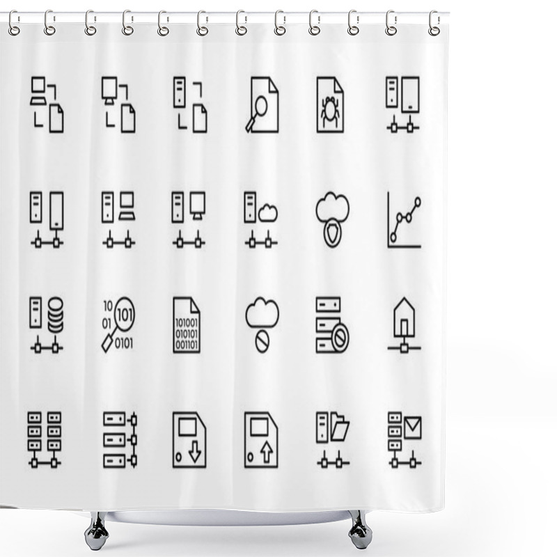 Personality  Database And Server Line Vector Icons 5 Shower Curtains