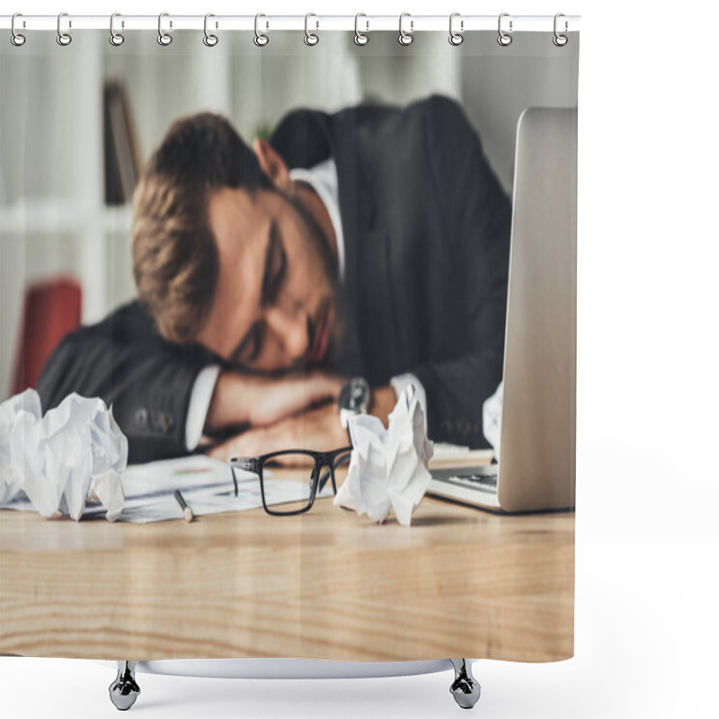 Personality  Sleeping Businessman Shower Curtains