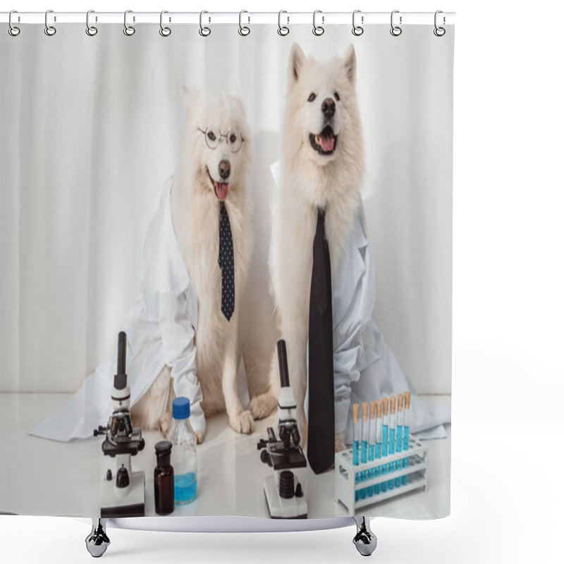 Personality  Dogs Scientists In Lab Coats  Shower Curtains