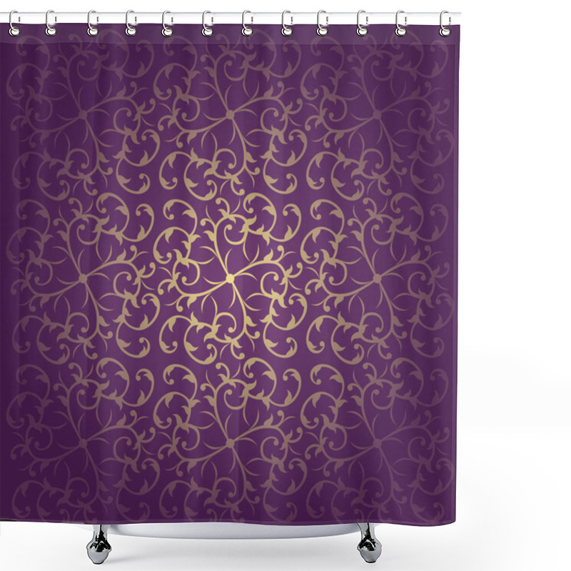 Personality  Floral Baroque Purple Background Vector Shower Curtains