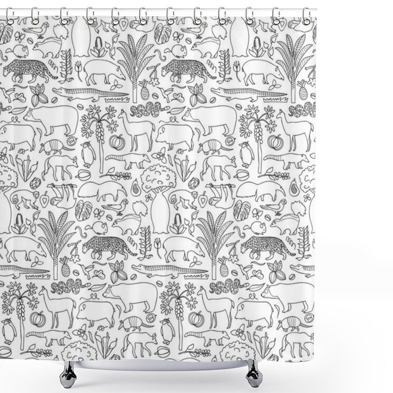 Personality  Hand Drawn South America Seamless Pattern Shower Curtains