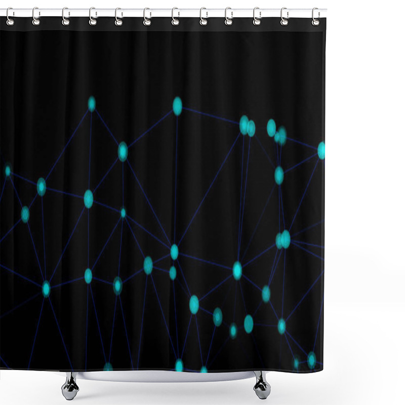 Personality  Geometric Vector Chaos, Many Lines And Dots Connected Shower Curtains