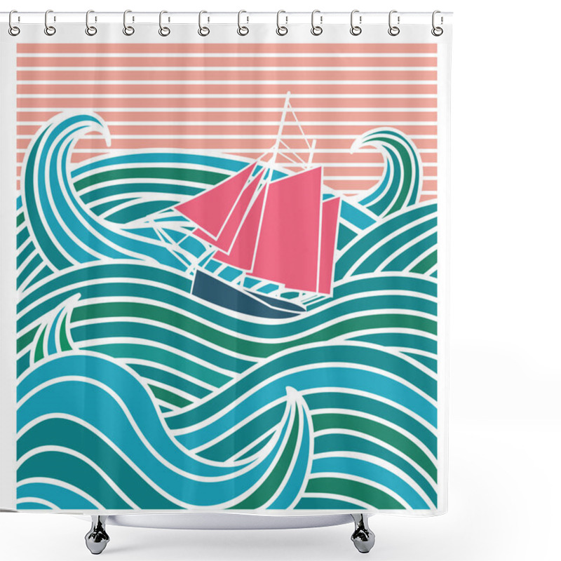 Personality  Abstract Ship At Sea  Shower Curtains