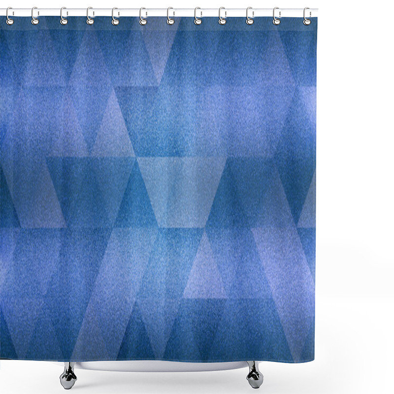 Personality  Grainy Background With Abstract Blue Triangle Shapes. Shower Curtains