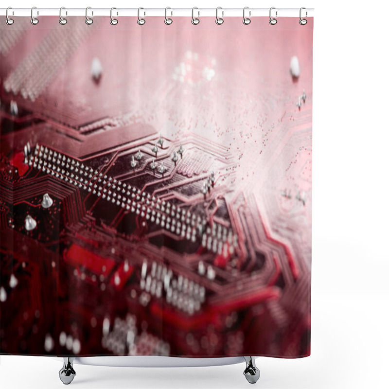 Personality  Typical Desktop Computer Motherboard Close-up View Shower Curtains