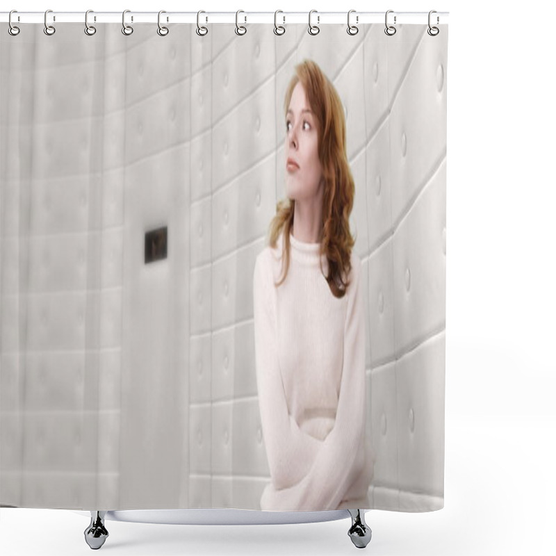 Personality  Woman Wearing Straight-jacket Shower Curtains