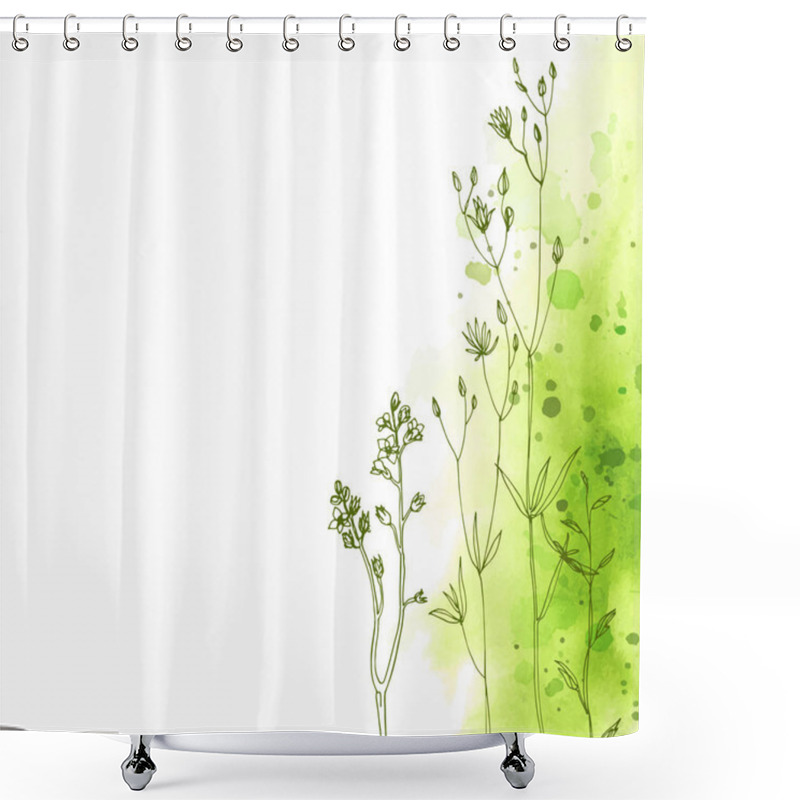 Personality  Hand-drawn Linear Flowers Shower Curtains