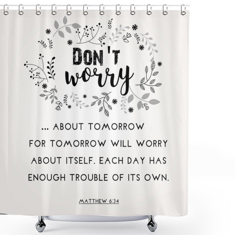 Personality  Bible Quote Verbs In Floral Wreath Design Shower Curtains