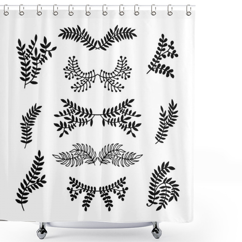 Personality  Set Of Vector Hand Drawn Laurels, Wreath, Branches Shower Curtains