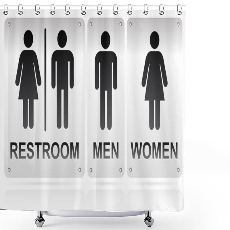 Personality  Restroom Flat Icons Shower Curtains