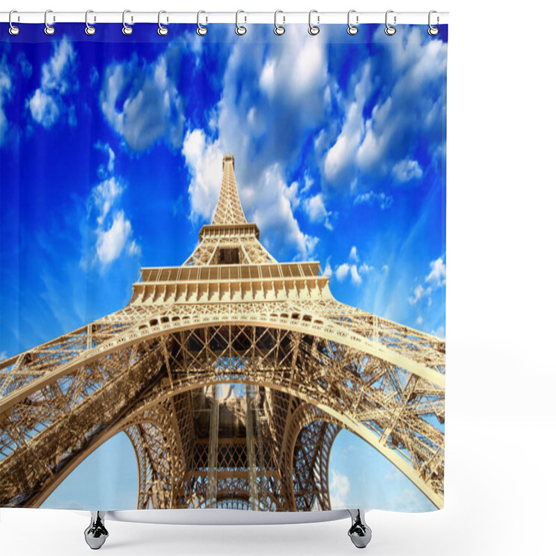 Personality  Paris. Powerful Structure Of Magnificent Eiffel Tower At Sunset Shower Curtains