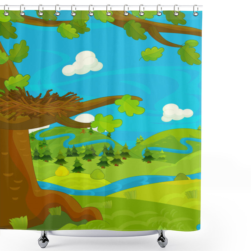 Personality  Meadow With Stream - Empty Nest  Shower Curtains