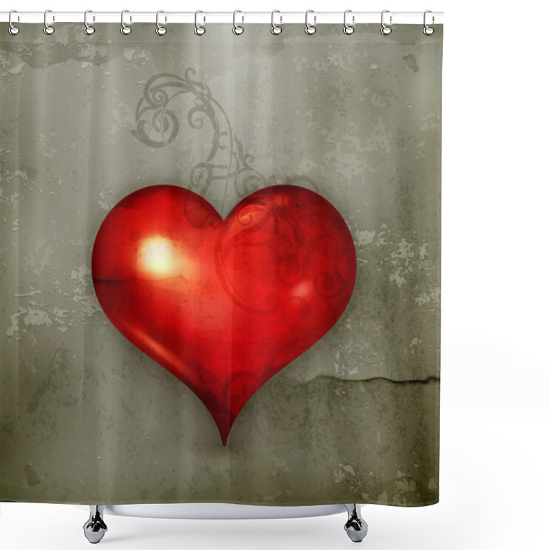 Personality  Red Heart, Old-style Vector Shower Curtains