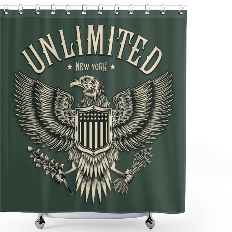 Personality  Eagles New York Typography, T-shirt Graphic Shower Curtains