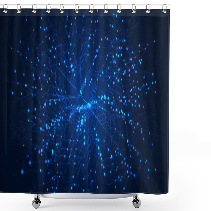 Personality  Neuron Network. Neural Net Structure. Digital Artificial Organism. Human Mind Cells Data Analysis. Big Science Medical Concept. Shower Curtains