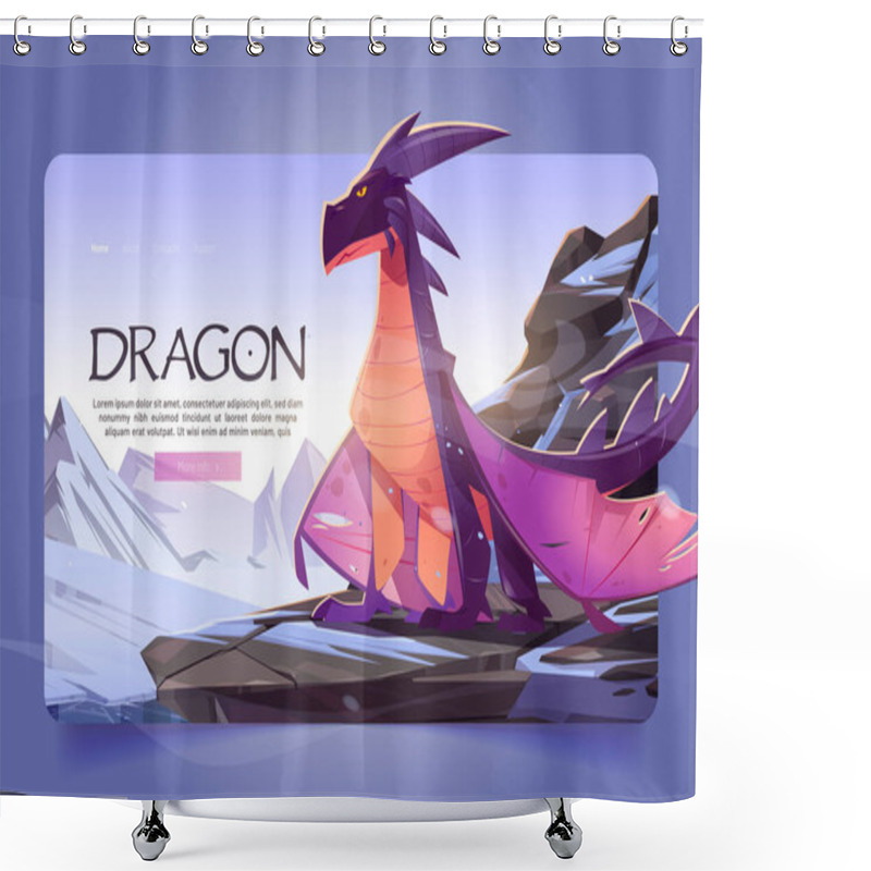 Personality  Dragon At Winter Mountains Cartoon Landing Page Shower Curtains