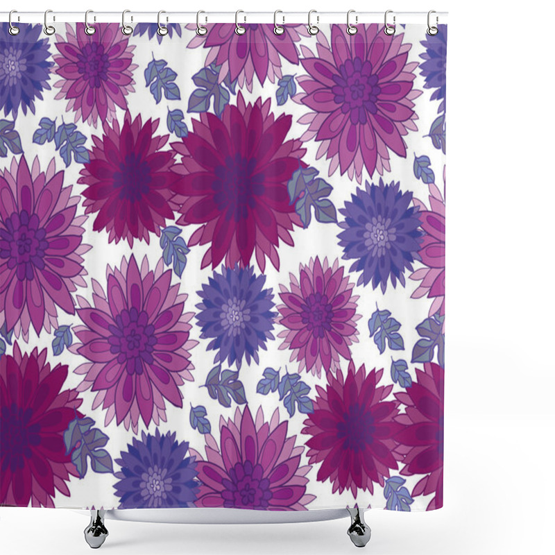 Personality  Chrysanthemum Flower Tile Design Element.  Aster Floral Decorati Shower Curtains