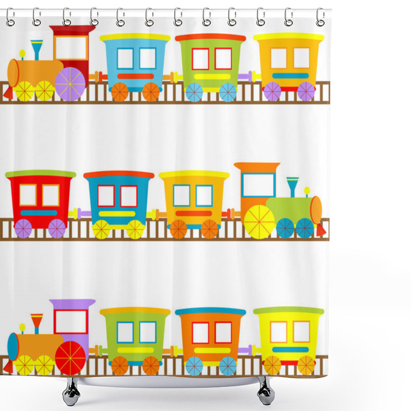 Personality  Background For Kids With Cartoon Trains Shower Curtains